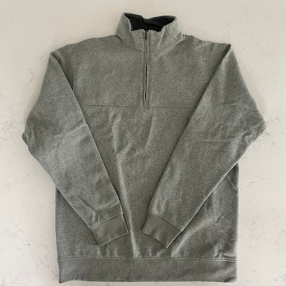 Columbia 1/4 Zip Casual Pull Over Cotton Blend Sweatshirt Heather Sage Green M